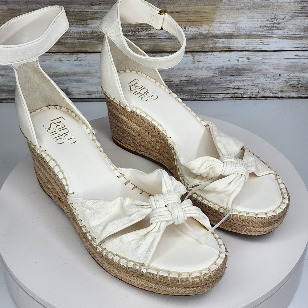 Franco Sarto White Espadrille Wedge Sandals